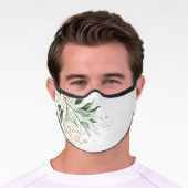 Eucalyptus Leaves and Gold Greenery Foliage Premium Face Mask (Worn)
