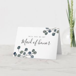 Eucalyptus Leaves Be My Maid Of Honor Card