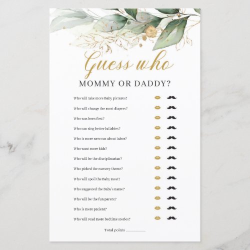 Eucalyptus leaves boho mommy or daddy game
