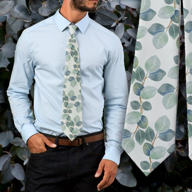 Eucalyptus Leaves Botanical Grooms Necktie (Creator Uploaded)