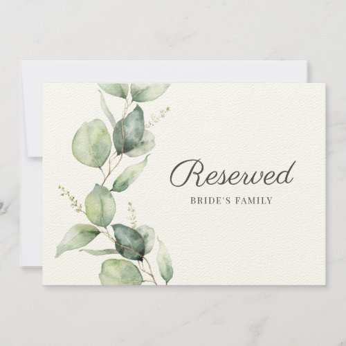 Eucalyptus Leaves Botanical Wedding Reserved Sign