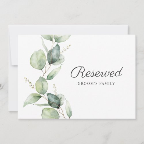 Eucalyptus Leaves Botanical Wedding Reserved Sign