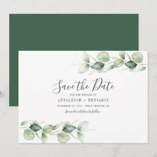 Eucalyptus Leaves Botanical Wedding Save The Date