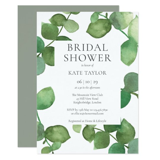 Eucalyptus Leaves Bridal Shower Invitation