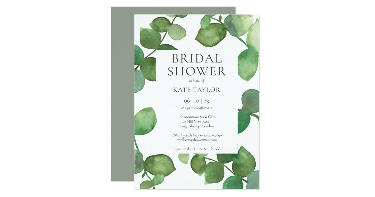 Eucalyptus Leaves Bridal Shower Invitation