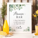 Eucalyptus Leaves Bridal Shower Mimosa Bar Sign<br><div class="desc">Add a touch of natural elegance to your bridal shower with our Greenery Eucalyptus Leaves Mimosa Bar Sign. The beautiful watercolor eucalyptus leaves design, combined with the elegant calligraphy, makes this sign the perfect addition to your bridal shower decorations. This customizable template allows you to easily personalize the sign to...</div>