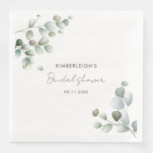 Eucalyptus Leaves Bridal Shower Paper Dinner Napkins