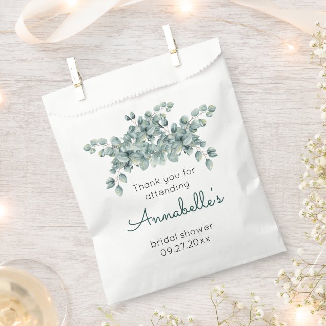 Eucalyptus Leaves Bridal Shower Thank You  Favor Bag (Clipped)