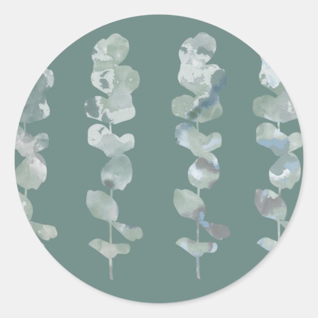 Eucalyptus Leaves Classic Round Sticker (Front)