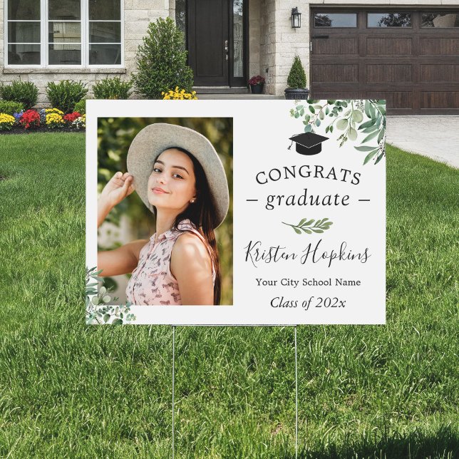 Eucalyptus Leaves Congratulations Graduation Photo Sign (Creator Uploaded)