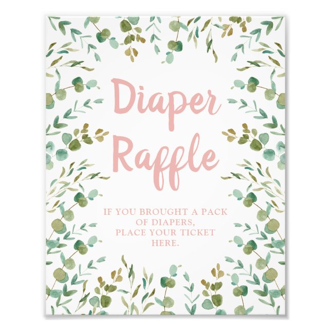 Eucalyptus Leaves Diaper Raffle Sign (Front)