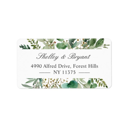 Eucalyptus Leaves Elegant Greenery Address Label | Zazzle.com