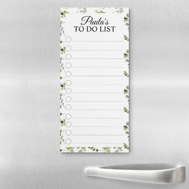 Eucalyptus Leaves Elegant Greenery To Do List Magnetic Notepad (In Situ)