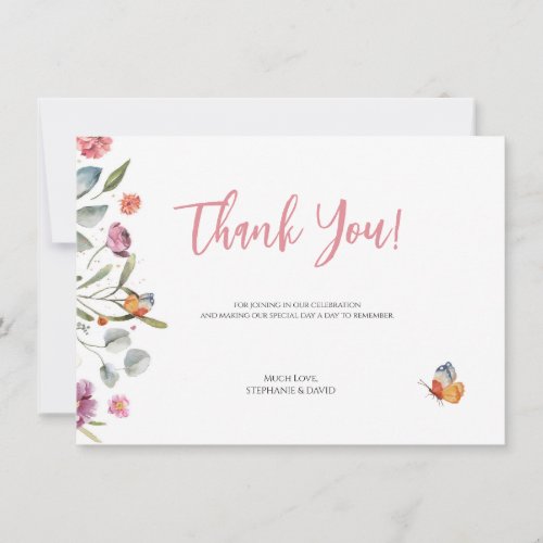 Eucalyptus Leaves Flowers Border Thank You Card