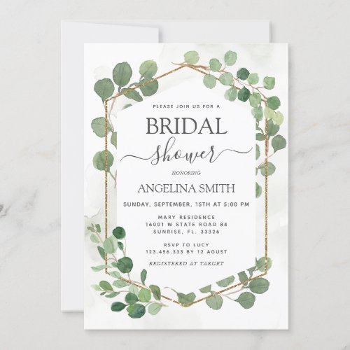Eucalyptus Leaves Frame Bridal Shower Invitation