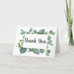 Eucalyptus Leaves Frame Wedding Photo Thank You Card