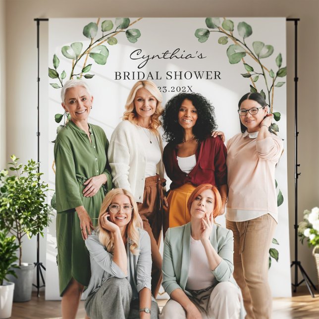 Eucalyptus Leaves Geometric Bridal Shower Backdrop (Creator Uploaded)