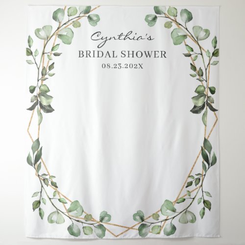Eucalyptus Leaves Geometric Bridal Shower Backdrop