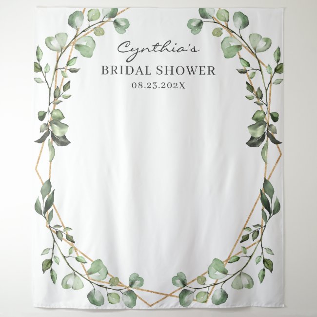 Eucalyptus Leaves Geometric Bridal Shower Backdrop