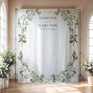 Eucalyptus Leaves Geometric Wedding Photo Backdrop