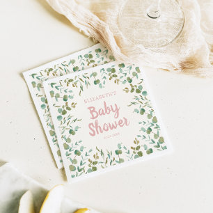 Eucalyptus Leaves Girl Baby Shower Napkins