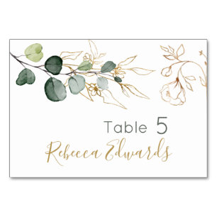 Eucalyptus Leaves Gold Floral Place card