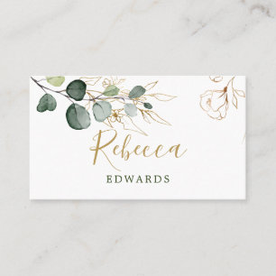 Eucalyptus Leaves Golden Floral Place card
