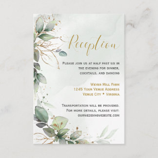 Eucalyptus Leaves Golden Greenery Reception Detail Enclosure Card