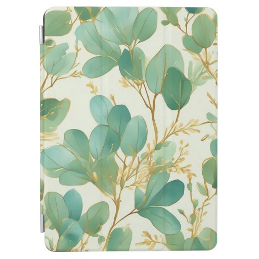 Eucalyptus Leaves Green and Gold Design iPad Air Cover