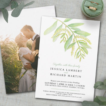 Eucalyptus Leaves Green Water Wedding  Invitation by mylittleedenweddings at Zazzle