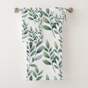 Eucalyptus Leaves Greenery Bath Towel Set