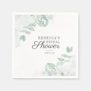 Eucalyptus Leaves Greenery Bridal Shower Paper Nap Napkins