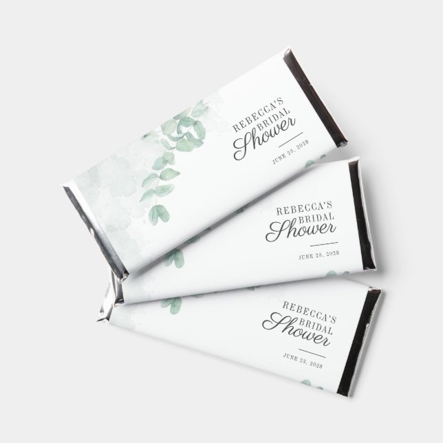 Eucalyptus Leaves Greenery Bridal Shower Thank You Hershey Bar Favors (Front)