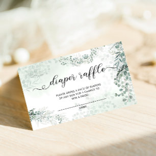 Eucalyptus Leaves Greenery Diaper Raffle Enclosure Card