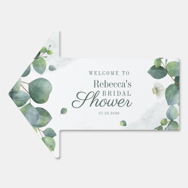 Eucalyptus Leaves Greenery Floral Bridal Shower Sign (Front)