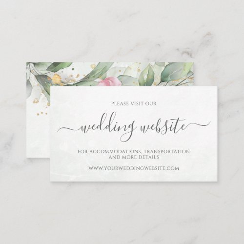 Eucalyptus Leaves Greenery Gold Wedding Website Enclosure Card