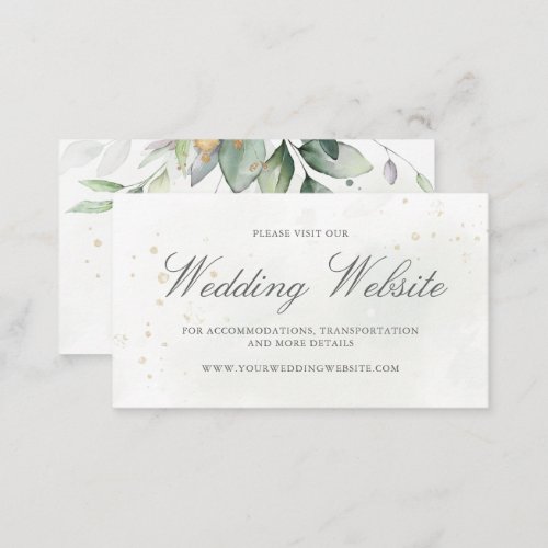 Eucalyptus Leaves Greenery Gold Wedding Website Enclosure Card