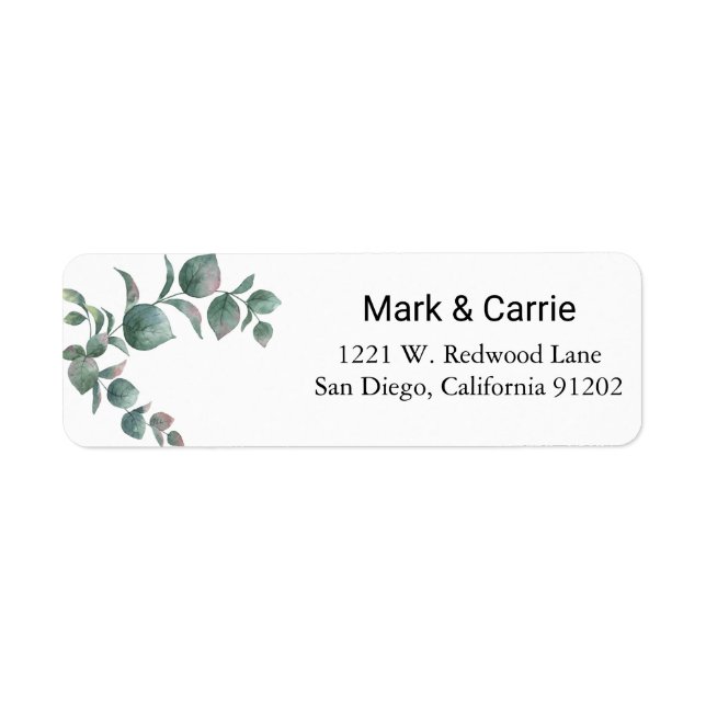 Eucalyptus leaves greenery Return Address Label (Front)