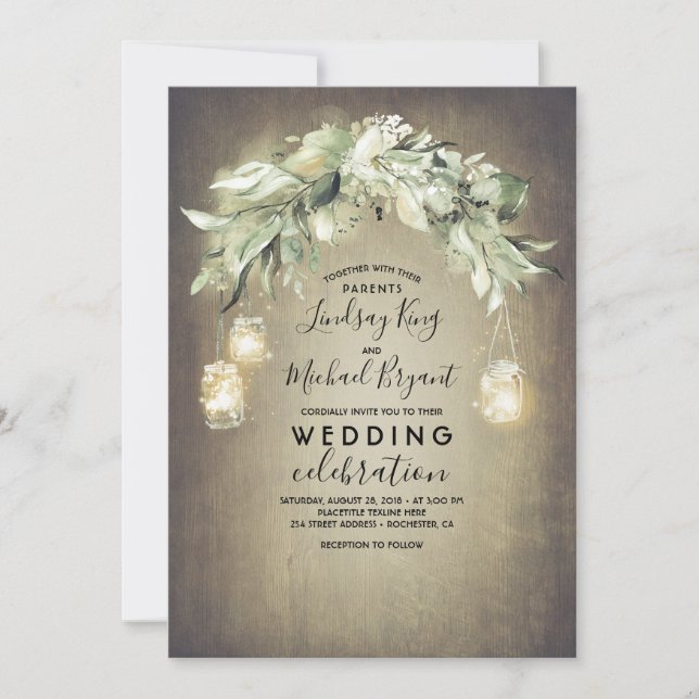 Eucalyptus Leaves Greenery Rustic Country Wedding Invitation (Front)