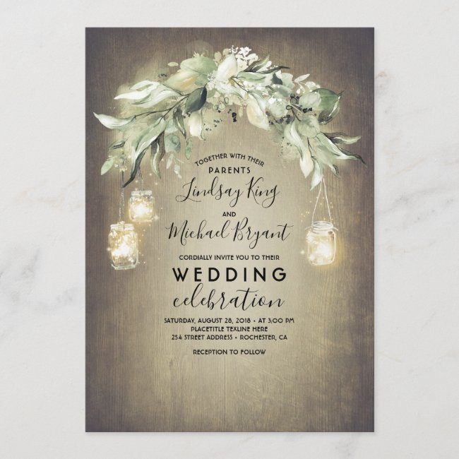 Eucalyptus Leaves Greenery Rustic Country Wedding Invitation