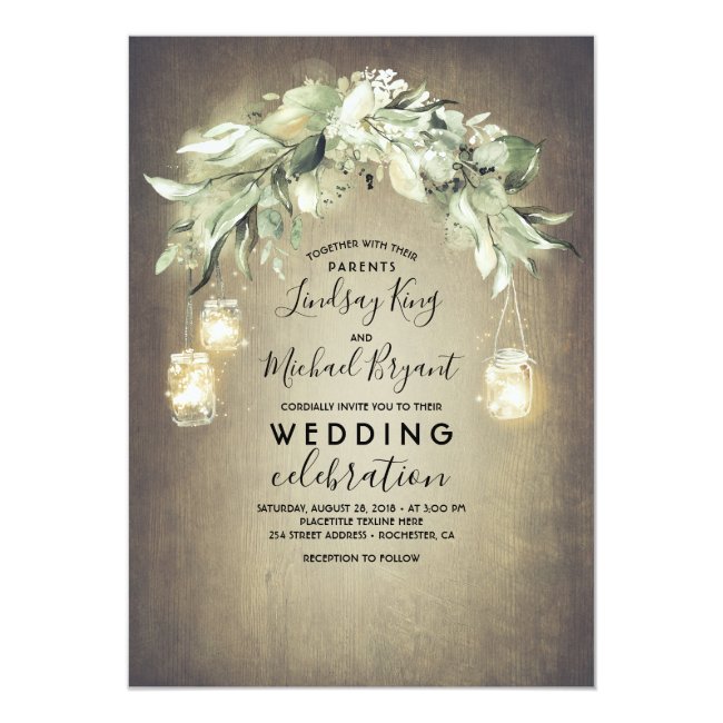Eucalyptus Leaves Greenery Rustic Country Wedding Invitation