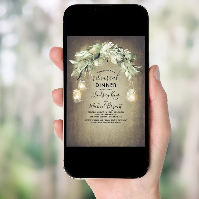 Eucalyptus Leaves Greenery Rustic Rehearsal Dinner Invitation (Front Digital)