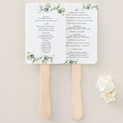 Eucalyptus Leaves Greenery Rustic Wedding Ceremony Hand Fan