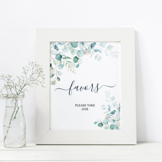 Eucalyptus Leaves Greenery Shower Favors Sign (Creator Uploaded)