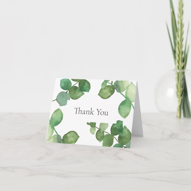 Eucalyptus Leaves Greenery Thank You Card (Front)