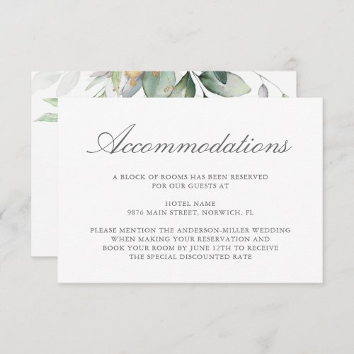 Eucalyptus Leaves Greenery Wedding Accommodation Enclosure Card