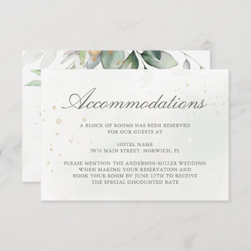 Eucalyptus Leaves Greenery Wedding Accommodation Enclosure Card