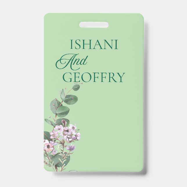Eucalyptus Leaves Greenery Wedding  Badge (Front)