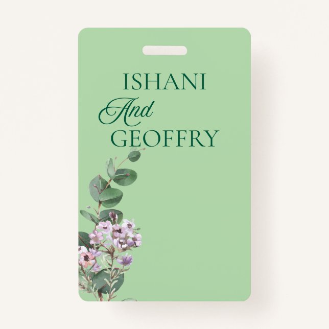 Eucalyptus Leaves Greenery Wedding  Badge (Front)