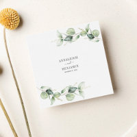 Eucalyptus Leaves Greenery Wedding Cocktail Napkins